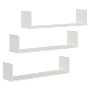 3-Piece U-Shaped Floating Shelves Wall Mount Bookshelf for Bedroom Kitchen