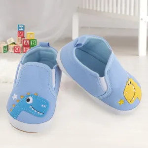 Baby Moo Dinosaur Blue Slip-On Booties