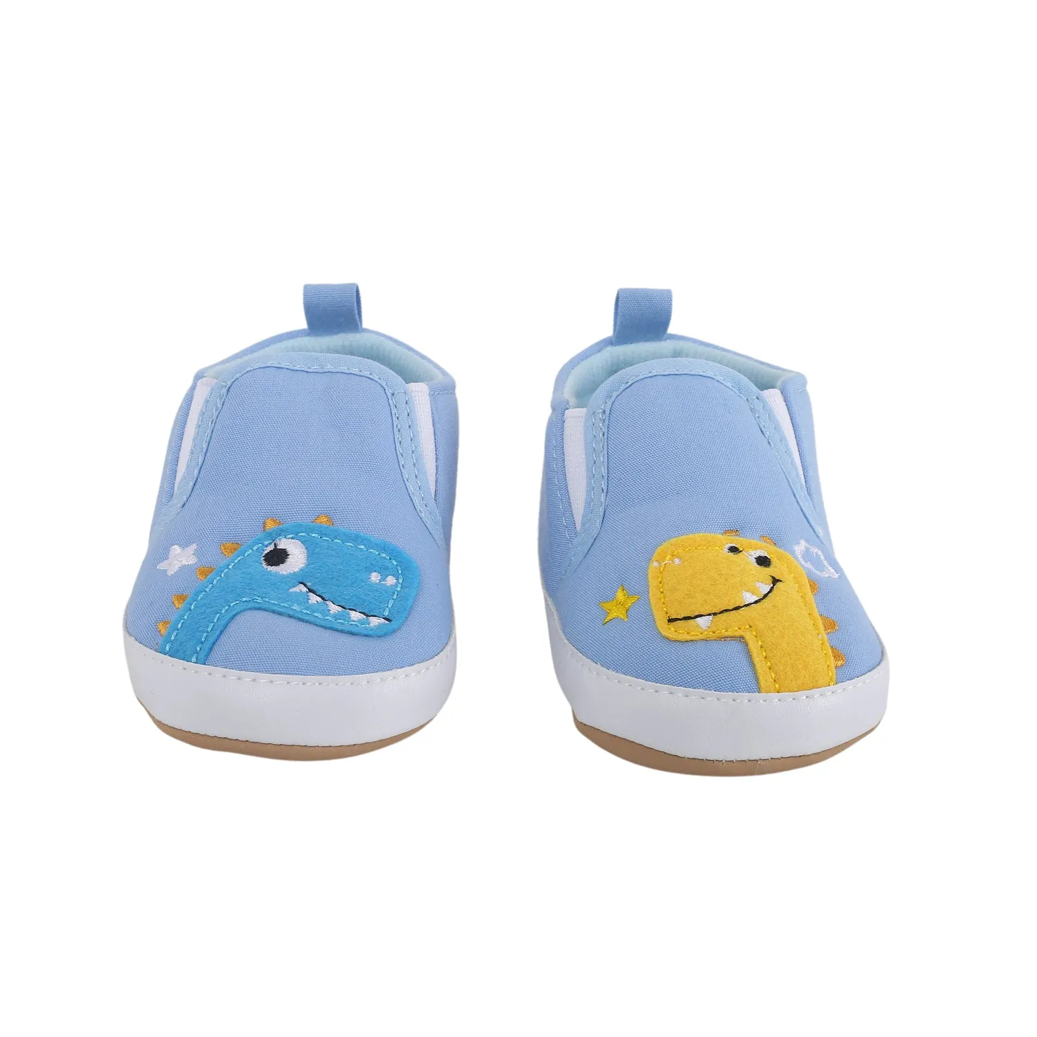 Baby Moo Dinosaur Blue Slip-On Booties