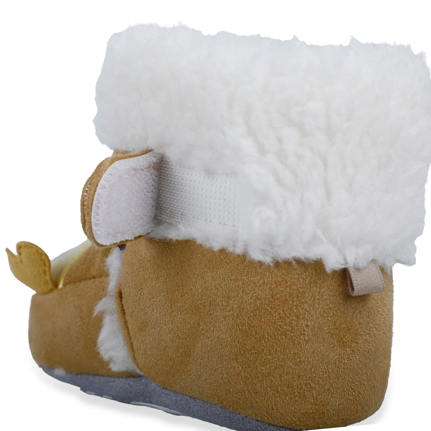 Baby Moo Submarine Velcro Warm Furry Booties - Brown