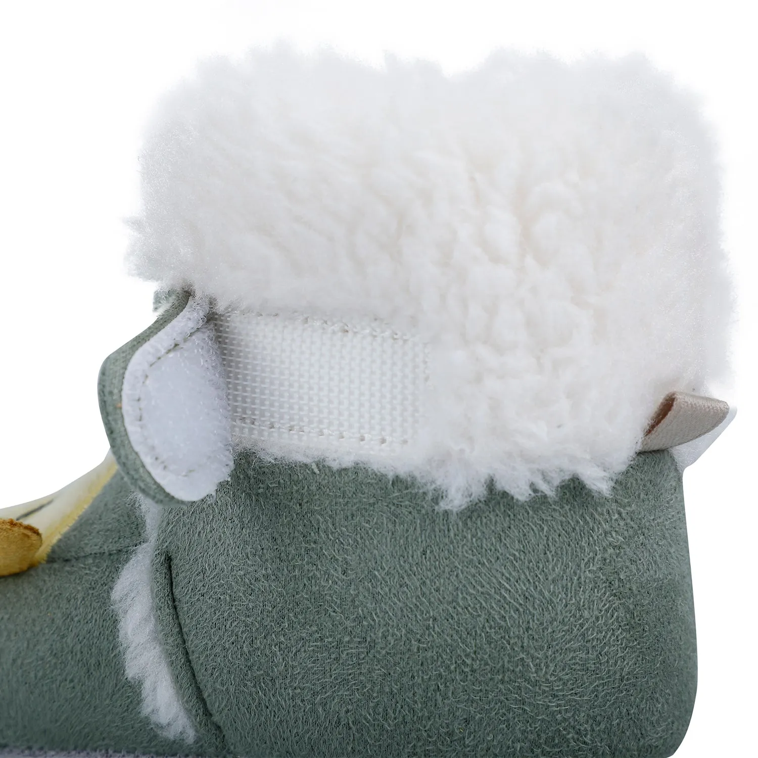 Baby Moo Submarine Velcro Warm Furry Booties - Green