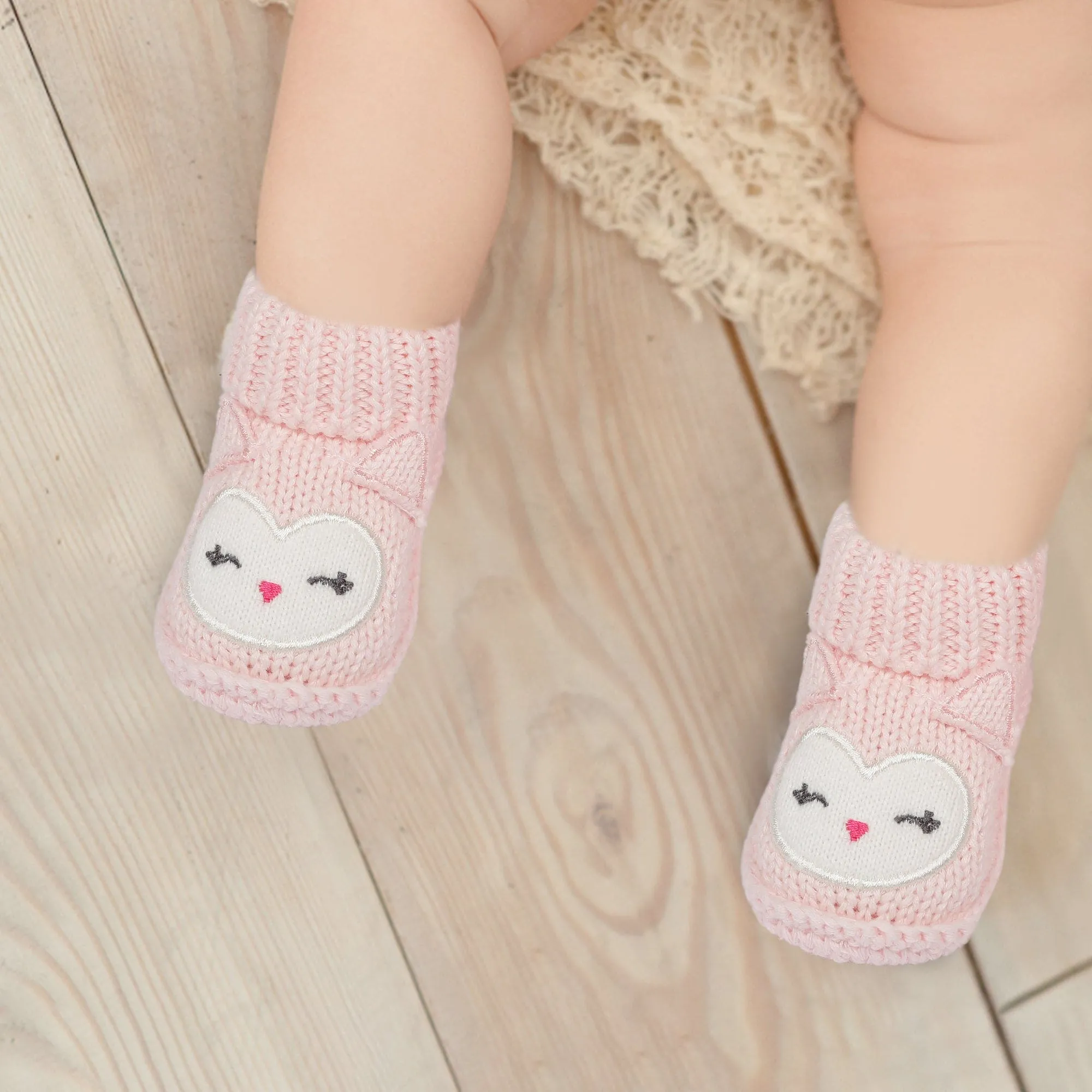 Blushing Newborn Crochet Socks Booties - Pink