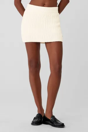 Cable Knit Winter Bliss Mini Skirt - Ivory