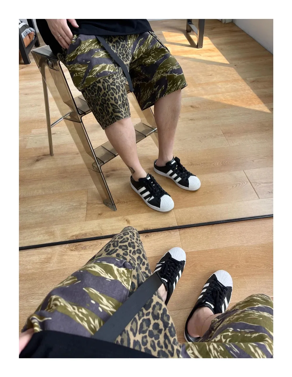 Camo/Animal Print Patchwork Shorts