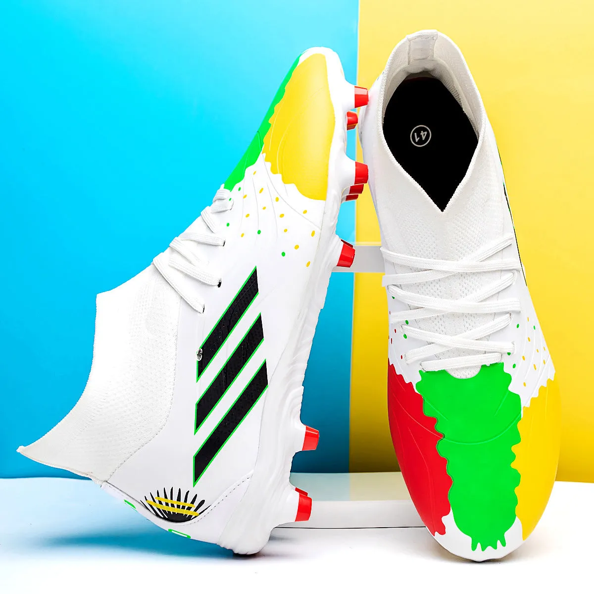 Camouflage High-Top Soccer Cleats with Seamless Design