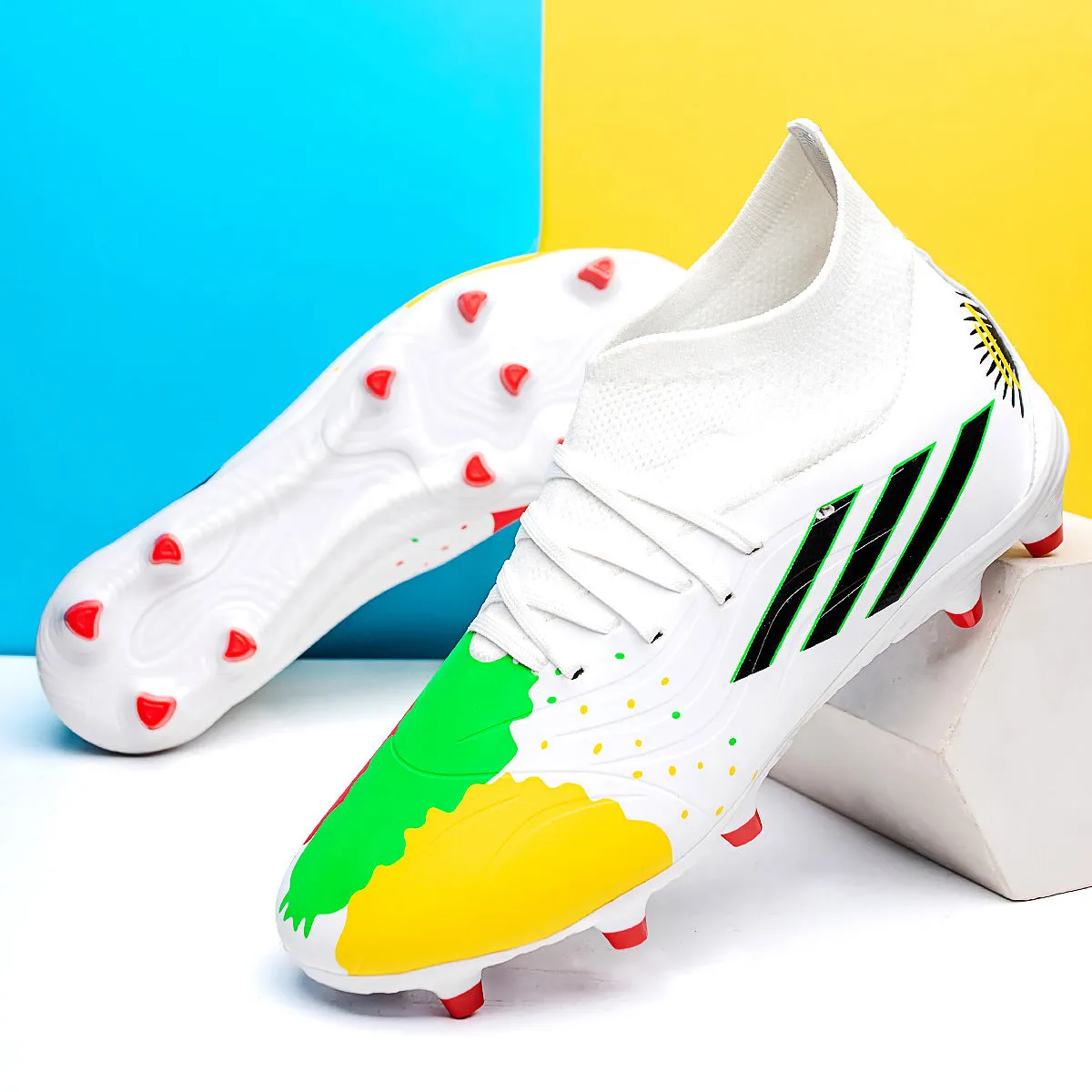 Camouflage High-Top Soccer Cleats with Seamless Design