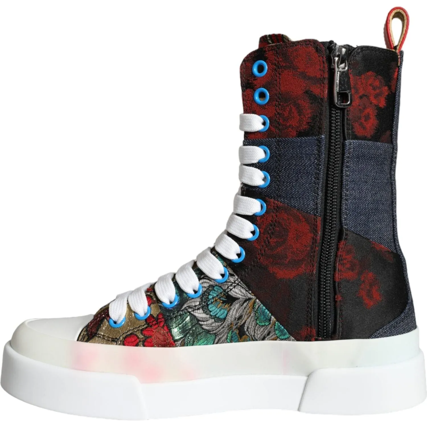 Dolce & Gabbana Multicolor Patchwork Logo High Top Sneakers Shoes