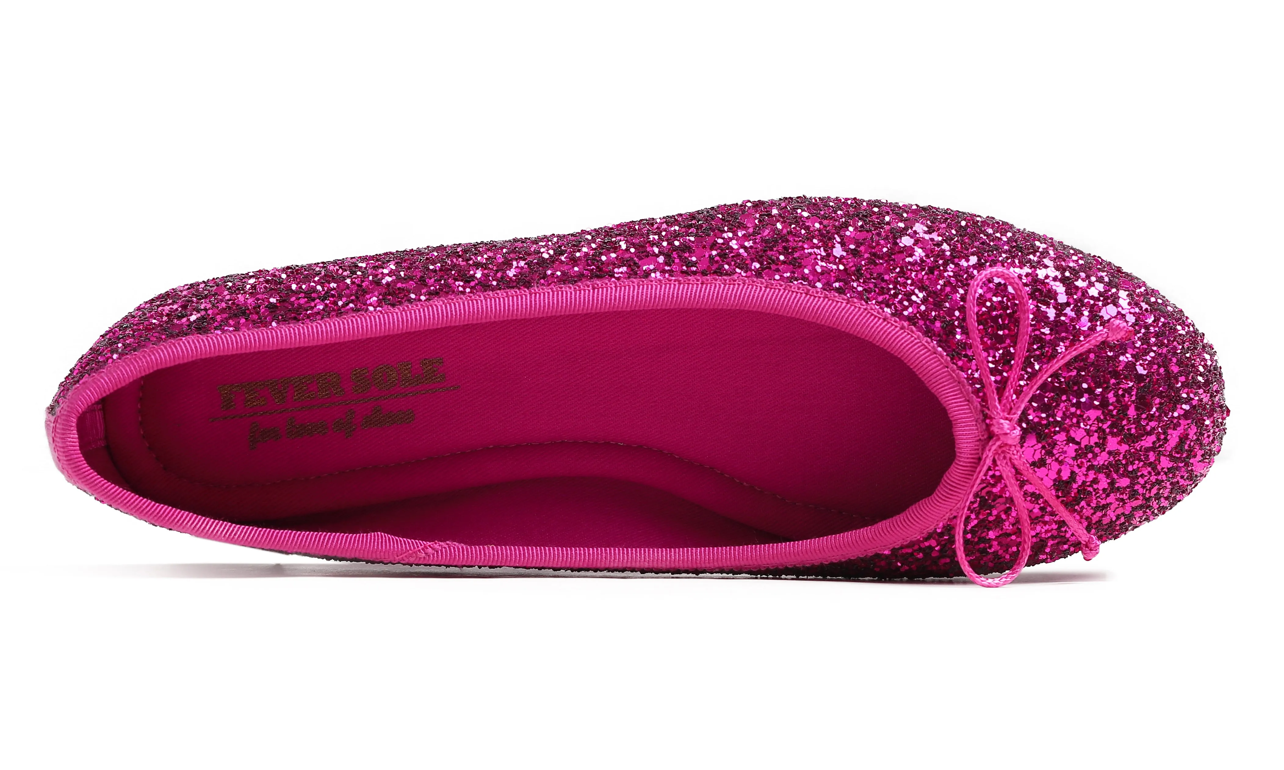 Feversole Women's Macaroon Glitter Hot Fuchsia Memory Foam Cushion Insock Ballet Flat