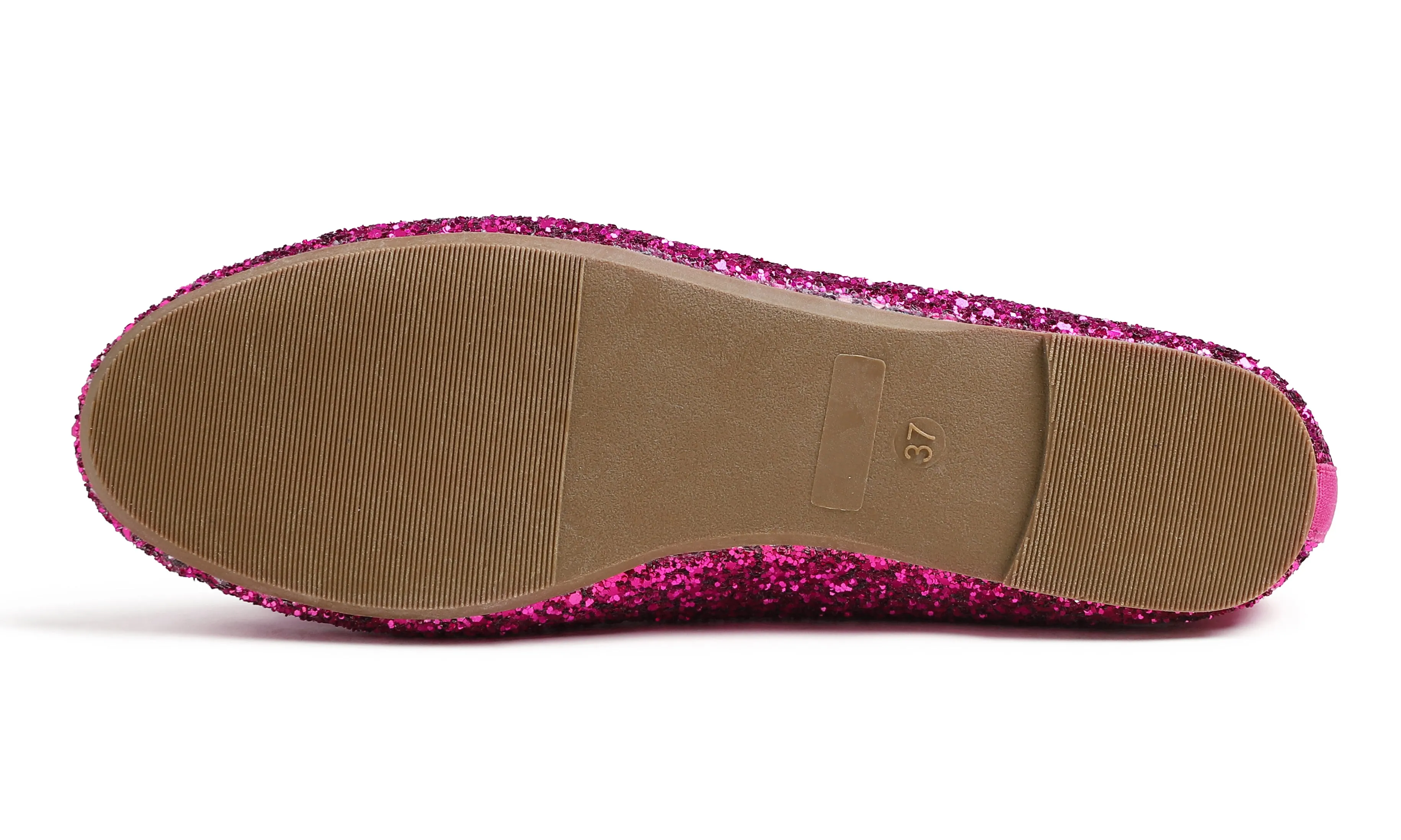 Feversole Women's Macaroon Glitter Hot Fuchsia Memory Foam Cushion Insock Ballet Flat