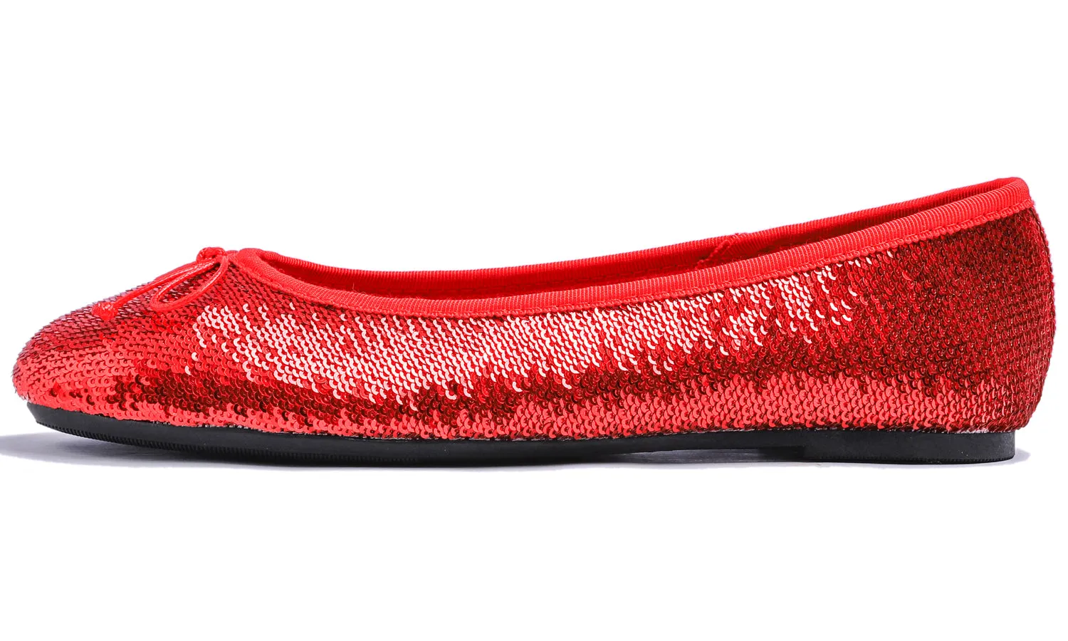 Feversole Women's Sparkle Memory Foam Cushioned Colorful Shiny Ballet Flats Red Sequin