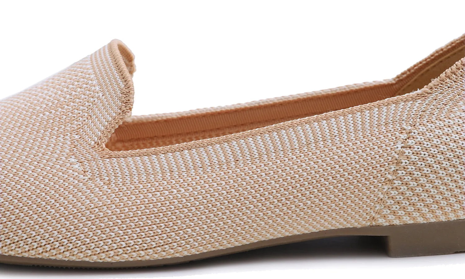 Feversole Women's Woven Fashion Breathable Knit Flat Shoes Nude Mixed Loafer