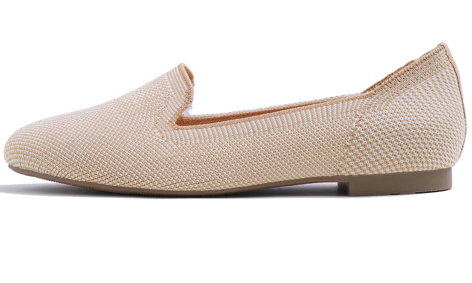 Feversole Women's Woven Fashion Breathable Knit Flat Shoes Nude Mixed Loafer