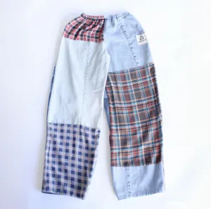 Flannel & Denim Combo Pants