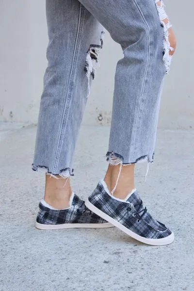 Forever Link Plaid Plush Flat Sneakers