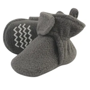 Hudson Baby Cozy Fleece Booties, Charcoal Gray