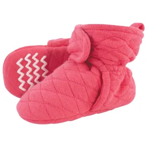 Hudson Baby Quilted Booties, Dark Pink