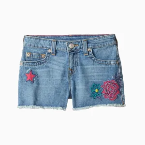 Kid's Patched Fashion Denim Shorts