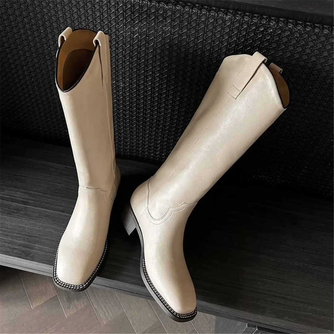 LeatherLush Slip-On Winter Elegance Boots