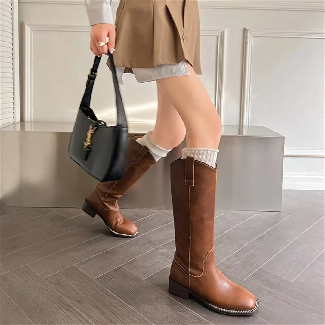 LeatherLush Slip-On Winter Elegance Boots