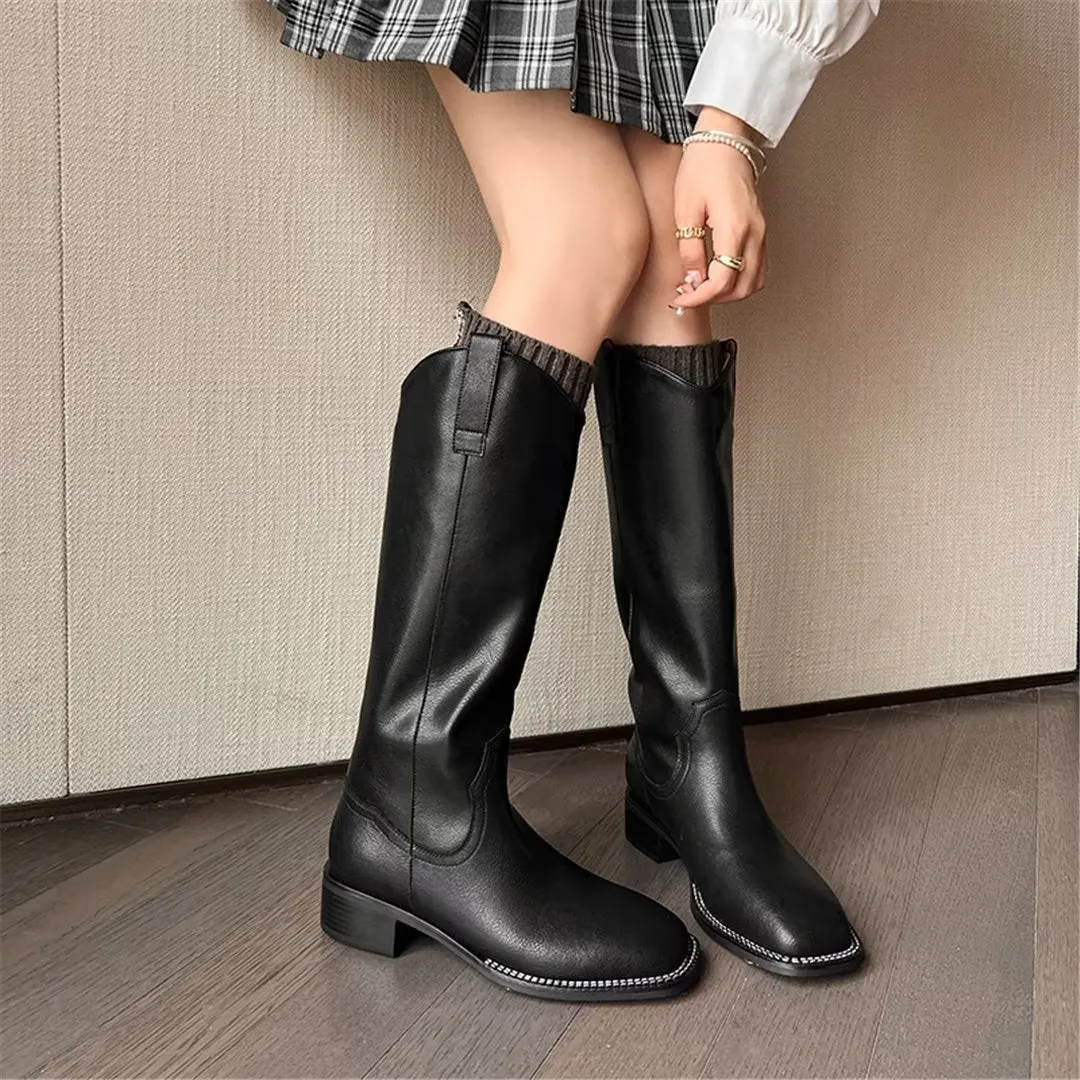 LeatherLush Slip-On Winter Elegance Boots