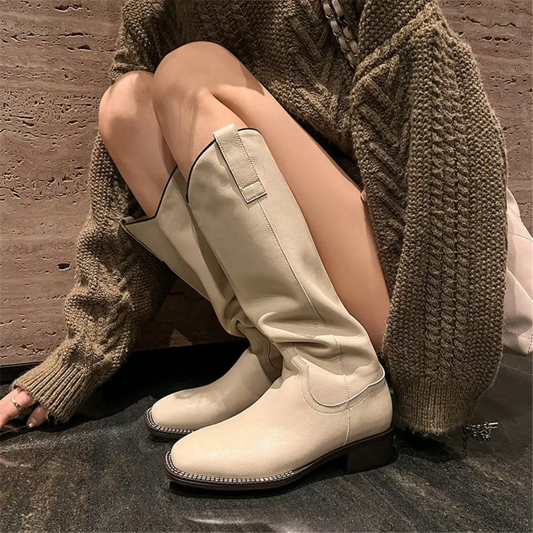 LeatherLush Slip-On Winter Elegance Boots