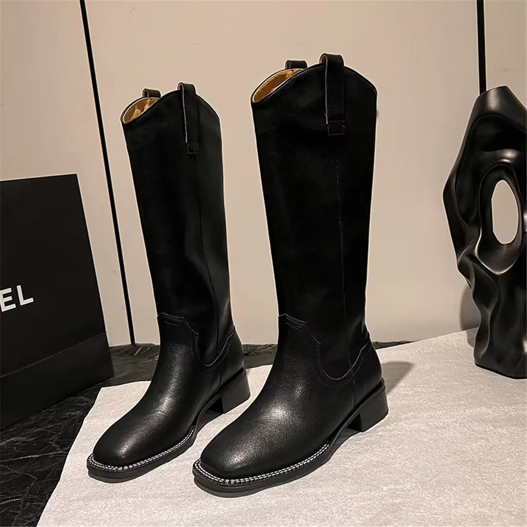 LeatherLush Slip-On Winter Elegance Boots