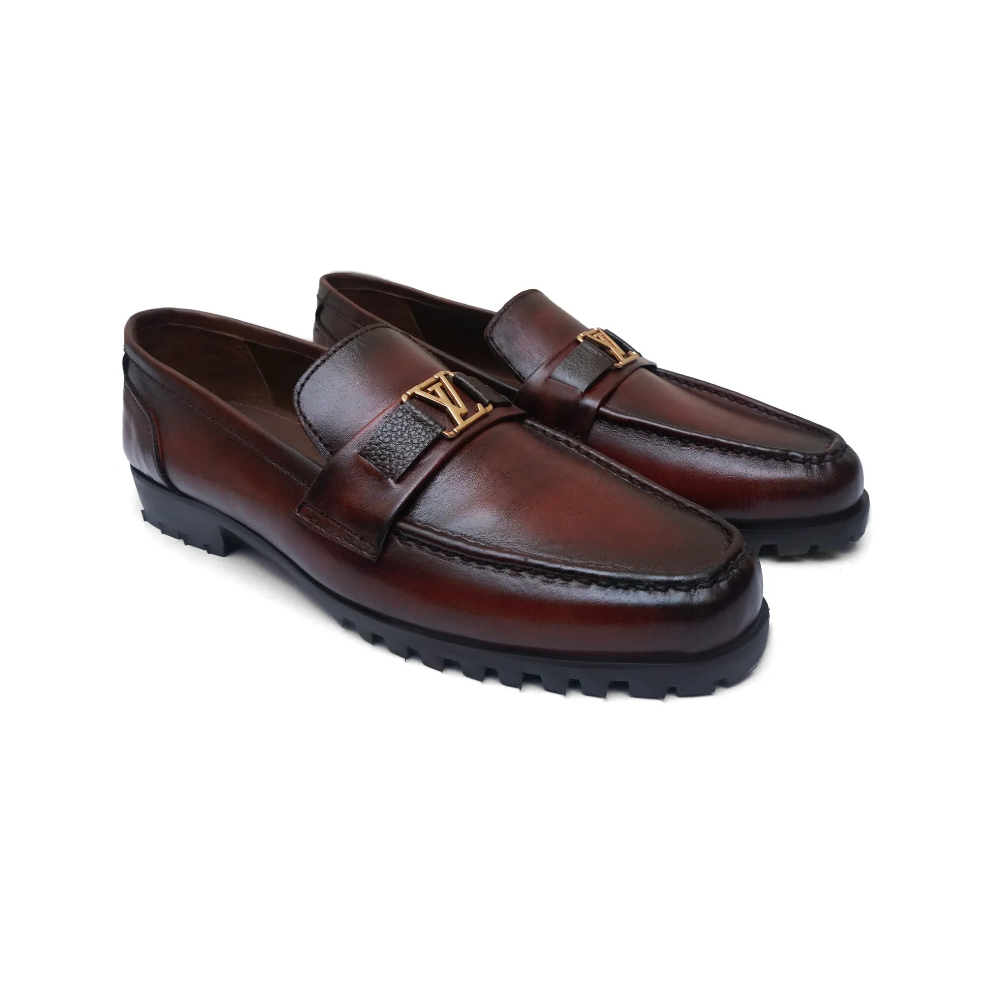 LS Pure Leather Oxblood Chunky Loafers LS-859