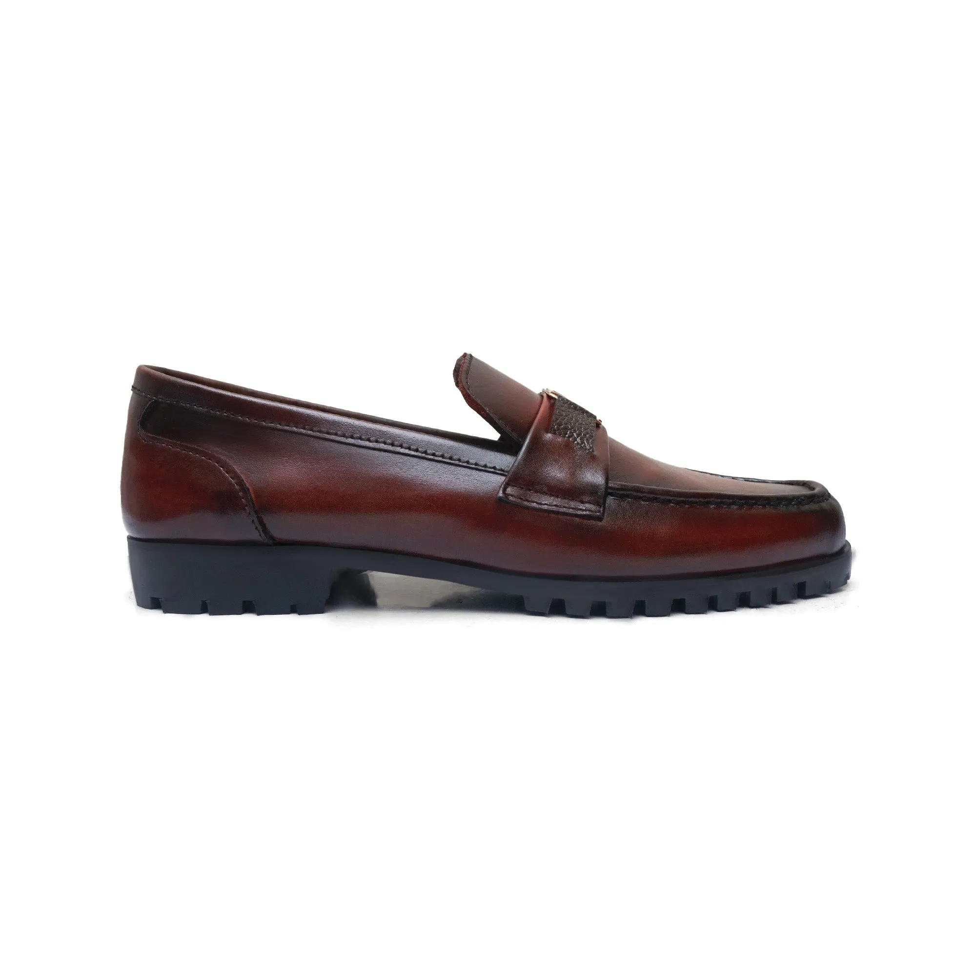 LS Pure Leather Oxblood Chunky Loafers LS-859