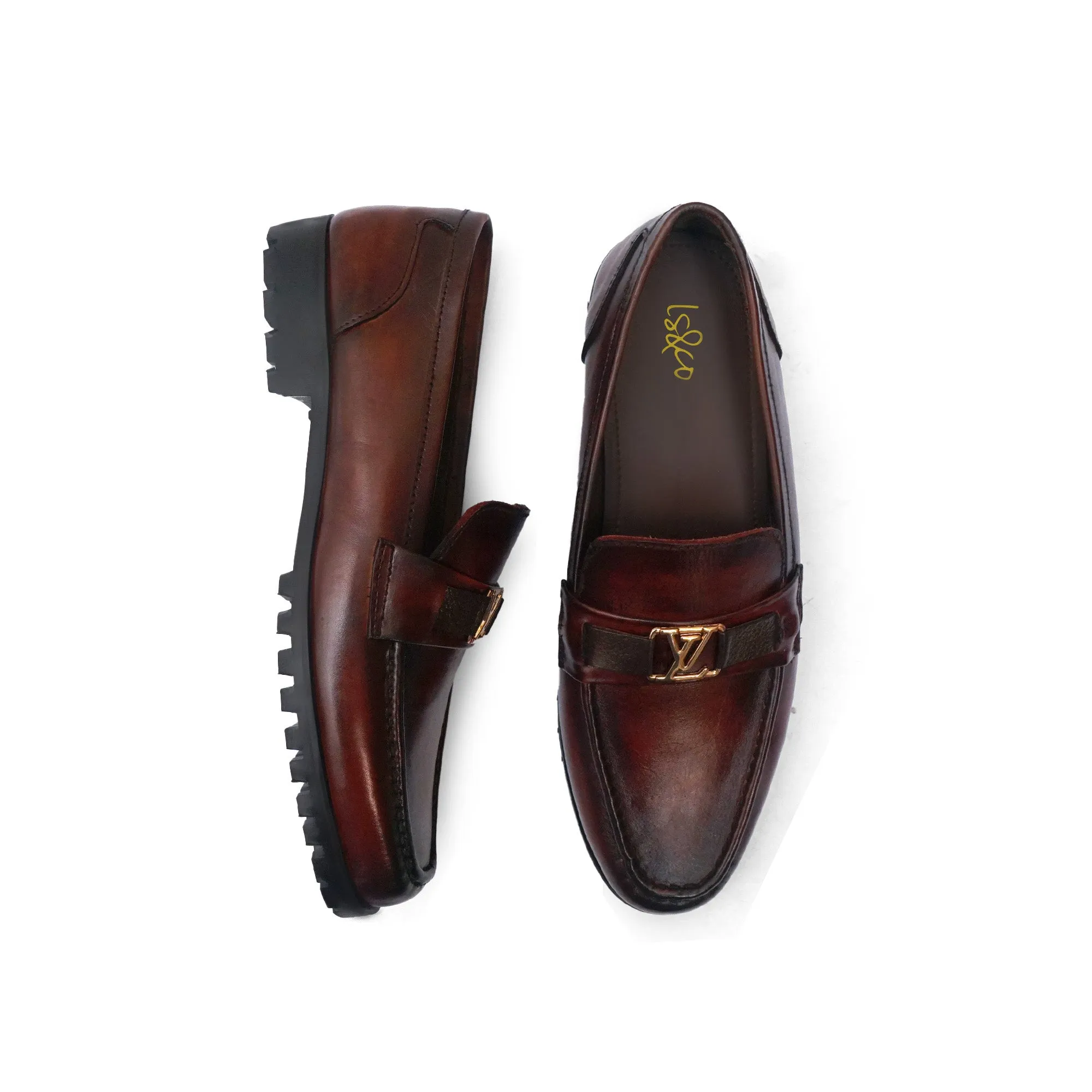 LS Pure Leather Oxblood Chunky Loafers LS-859