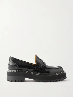 Lug Sole glossed-leather platform loafers