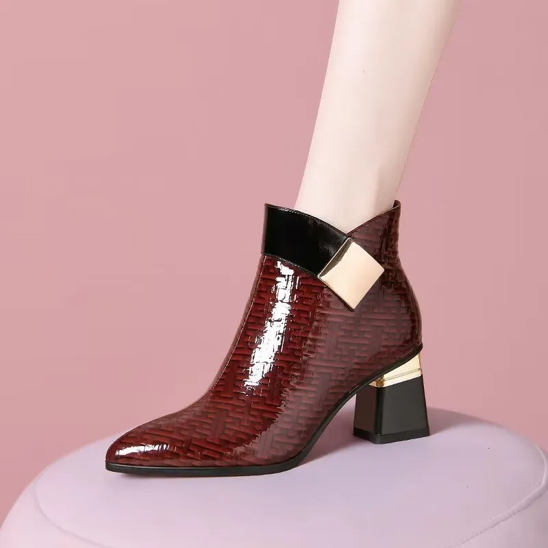 Luxe Exotic Pattern Winter Ankle Boots