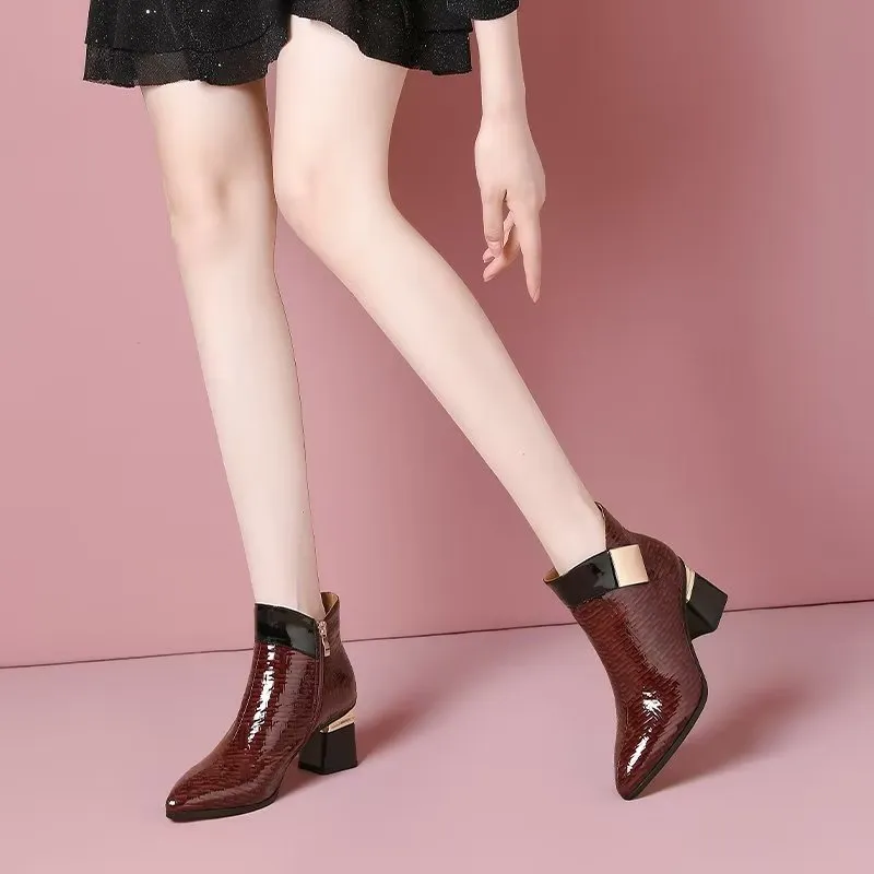 Luxe Exotic Pattern Winter Ankle Boots