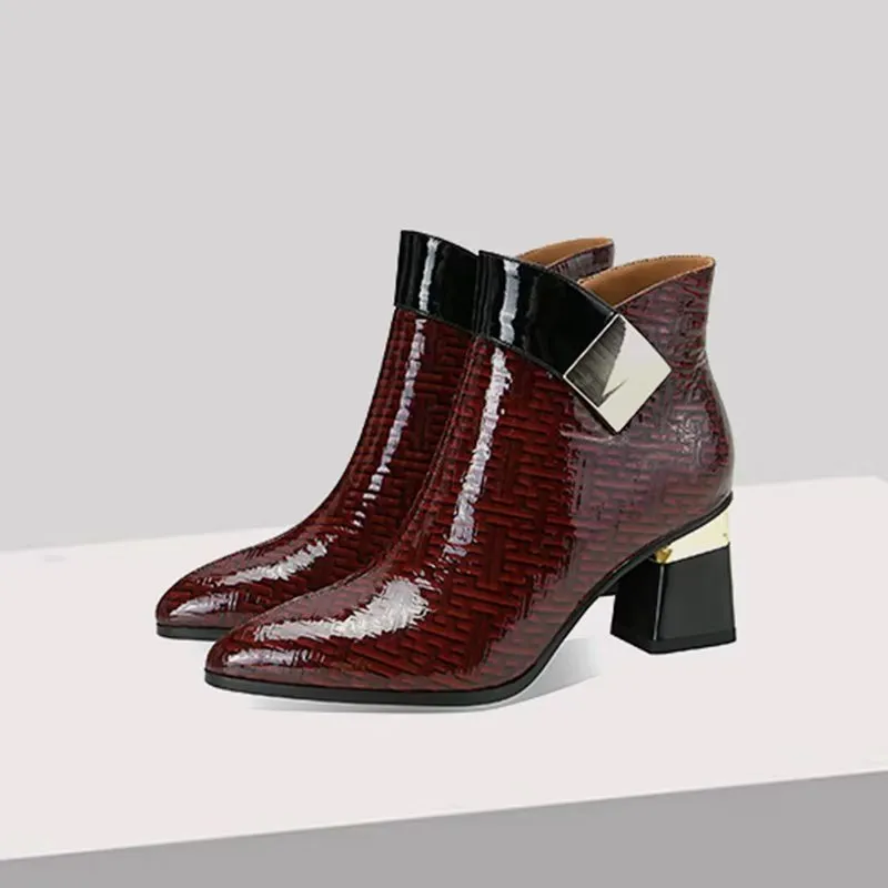 Luxe Exotic Pattern Winter Ankle Boots