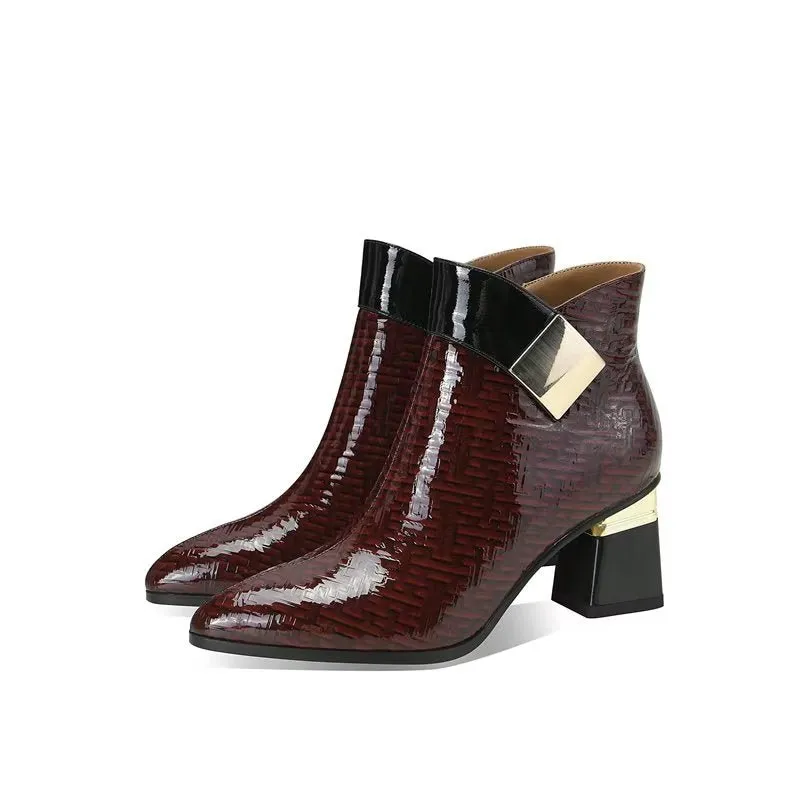 Luxe Exotic Pattern Winter Ankle Boots