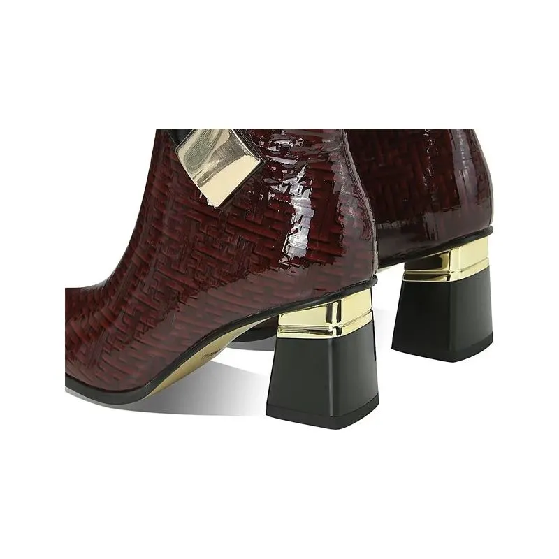 Luxe Exotic Pattern Winter Ankle Boots