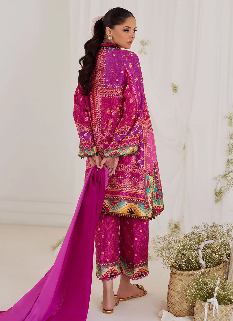 Luz Magenta Shirt And Dupatta