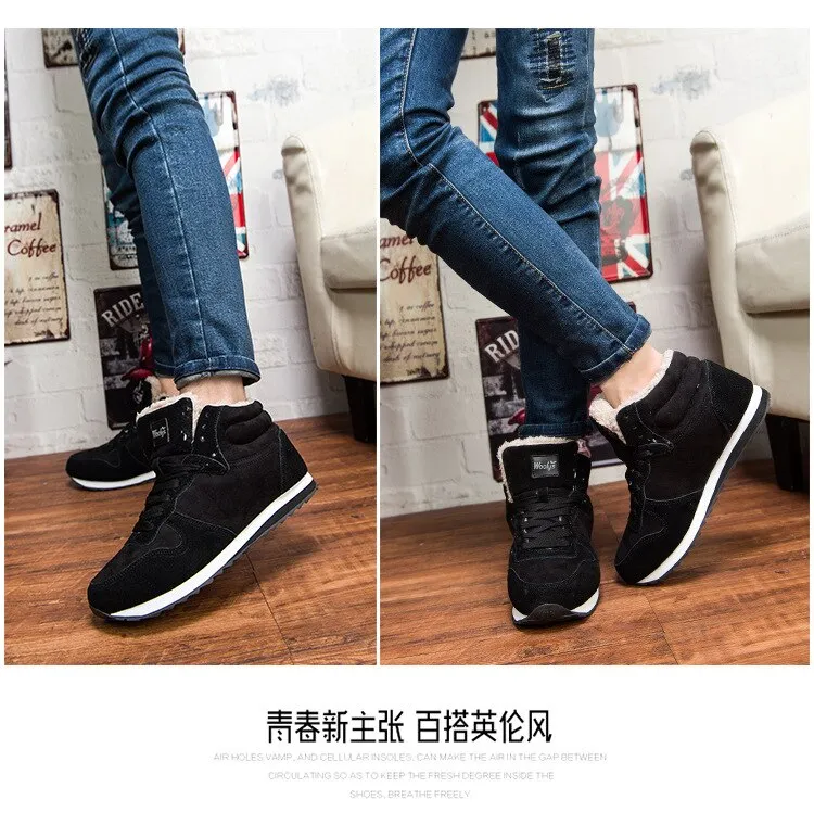 Men's Winter Shoes Fashion Snow Boots Shoes Plus Size Winter Sneakers Ankle Men Shoes - MSWRB50418