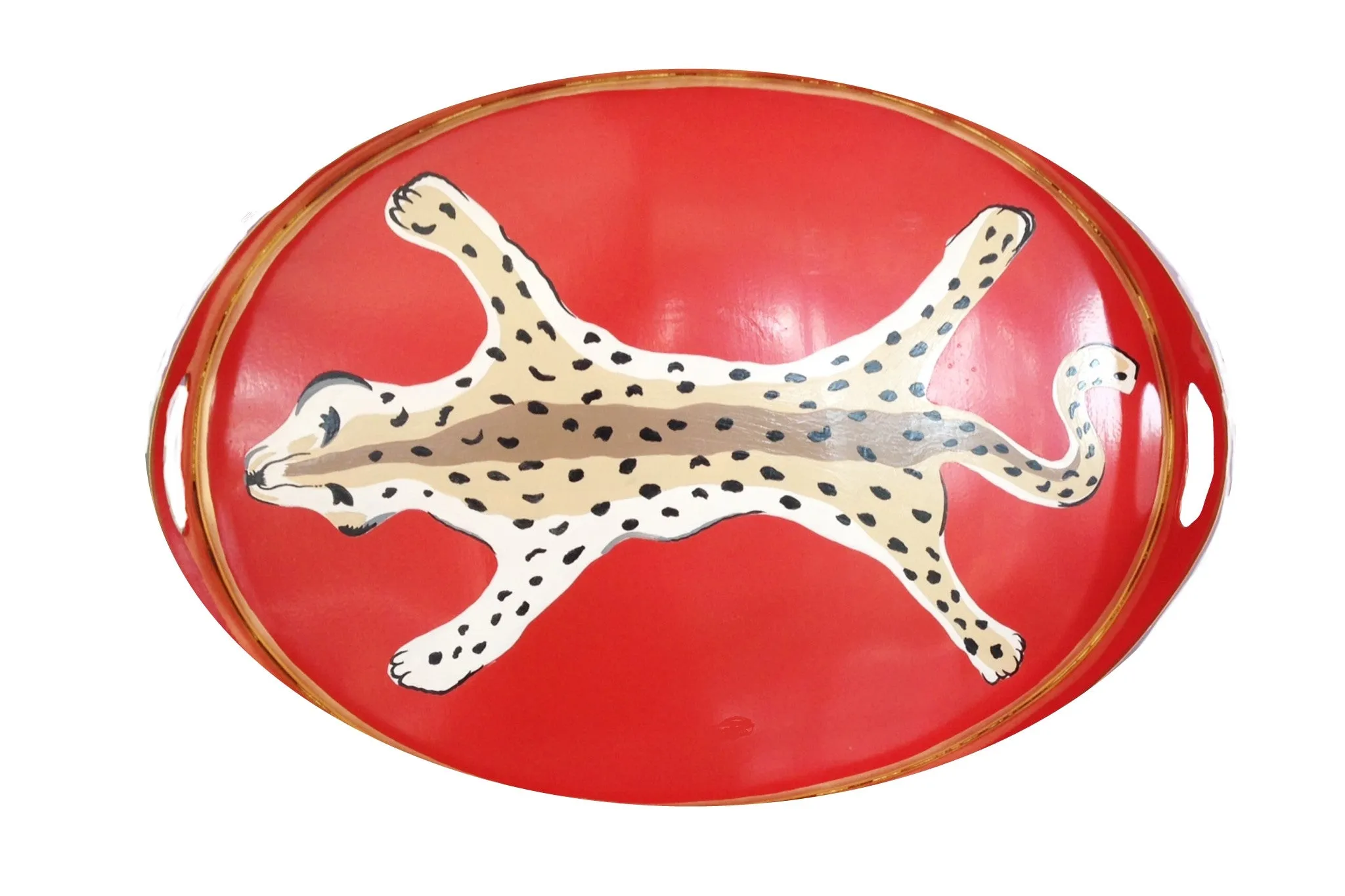 Oval Tray in Orange Leopard