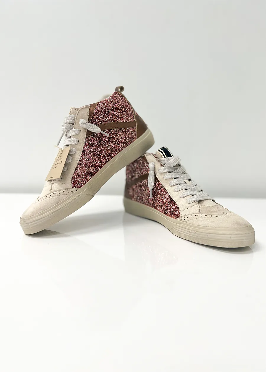 RILEY Rose Gold Glitter Hi-Top Sneaker