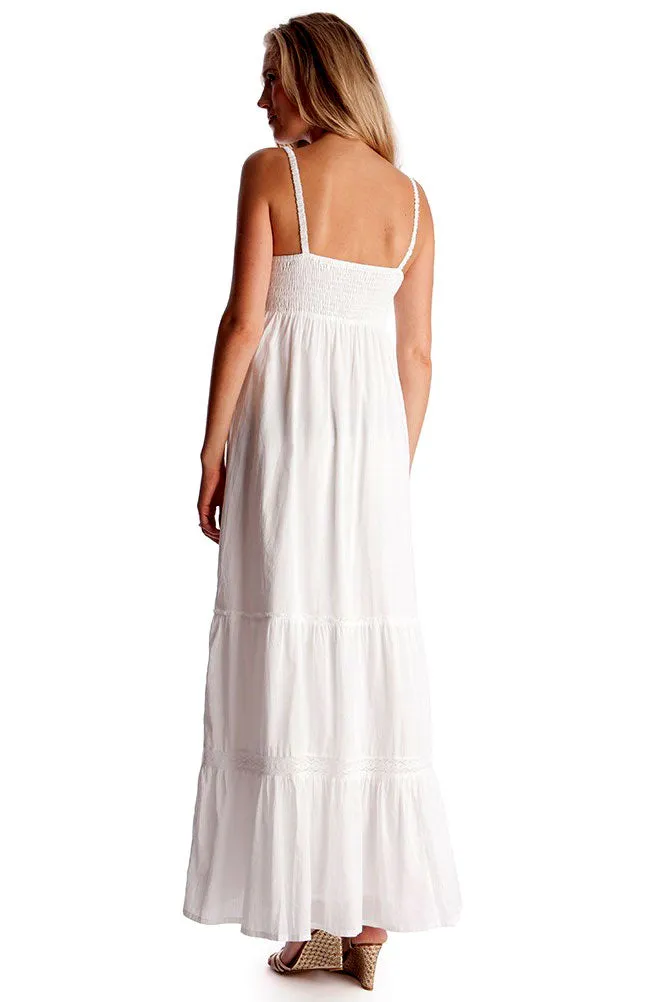 Seraphine Melody White Lace Trim Maternity Maxi