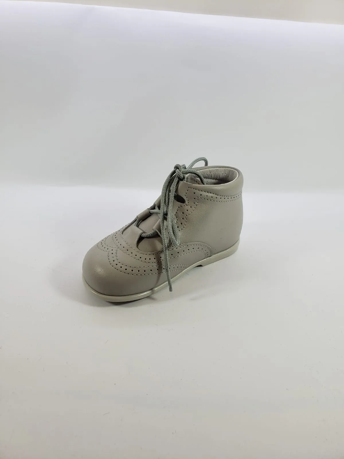 Shawn & Jeffery Light Grey Leather Baby Bootie