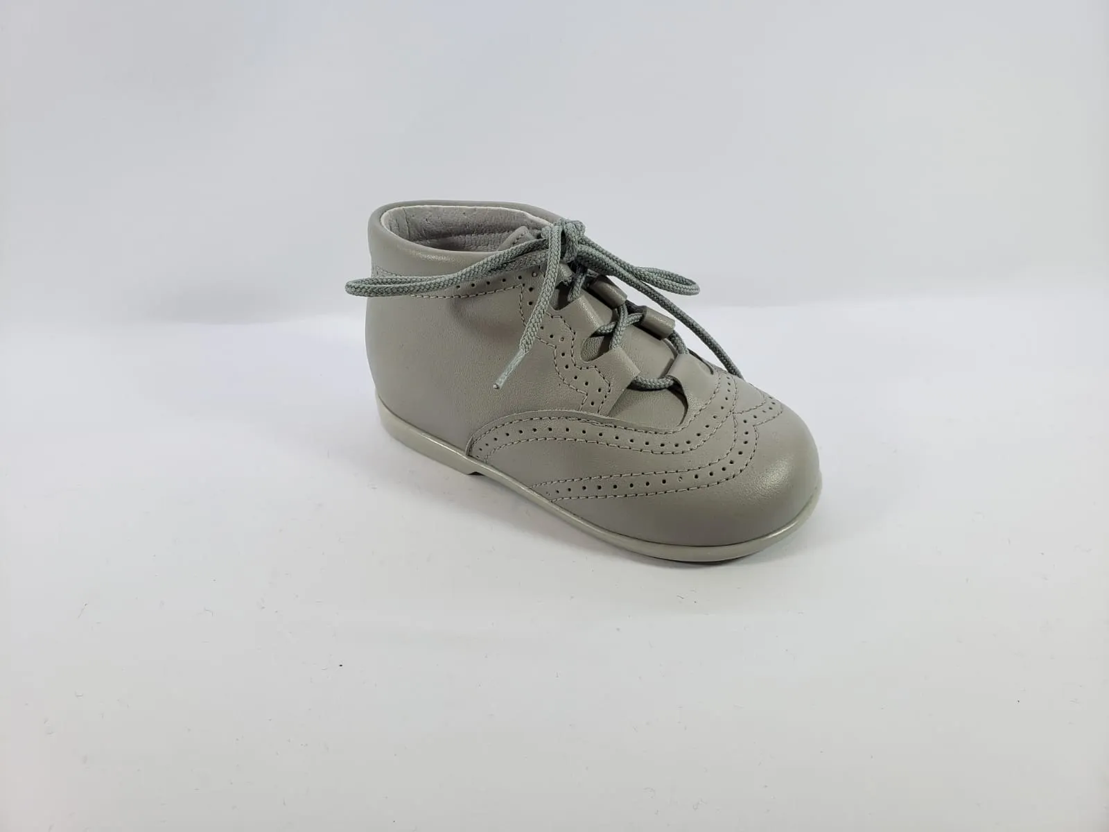 Shawn & Jeffery Light Grey Leather Baby Bootie